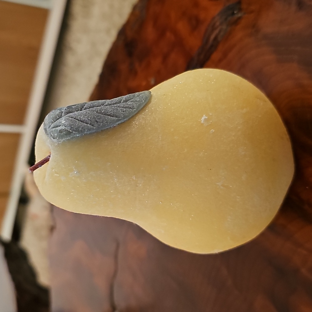 Threshold Yellow Wax Pear Fruit Candle Realistic Unscented Food Gourmand 5" Tall